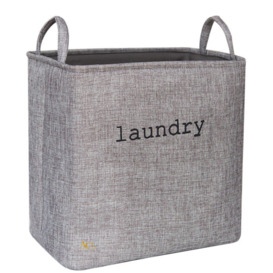 Laundry Basket Bathroom Bin Storage Baskets For Laundry Easy Grip Handles - Medium,Square,Grey