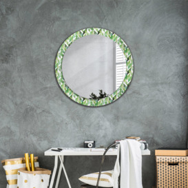 Huldar Round Glass Framed Wall Mounted Accent Mirror in Green
