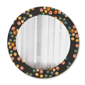 Huldar Round Glass Framed Wall Mounted Accent Mirror in Orange/Black/Green