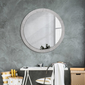 Huldar Round Glass Framed Wall Mounted Accent Mirror in Grey
