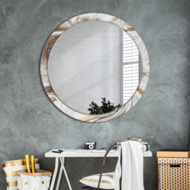 Huldar Round Glass Framed Wall Mounted Accent Mirror in Grey
