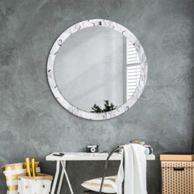 Huldar Round Glass Framed Wall Mounted Accent Mirror in White