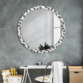 Huldar Round Glass Framed Wall Mounted Accent Mirror in White