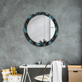 Huldar Round Glass Framed Wall Mounted Accent Mirror in Blue/Green/Black