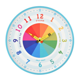 Gingras Isabelle & Max Kid's Tell The Time Wall Clock - Blue 30Cm
