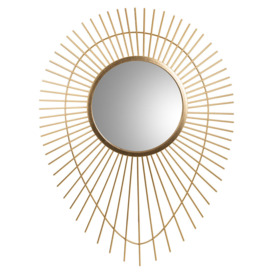 Raekwon Sunburst Metal Framed Wall Mounted Accent Mirror in Gold