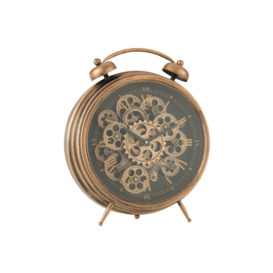Aaira Industrial Analog Mechanical Alarm Tabletop Clock in Bronze