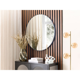 Kyiren Round Metal Framed Wall Mounted Dresser Mirror in Gold
