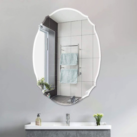 Robbyn Oval Glass Framed Wall Mounted Bathroom Mirror in Silver