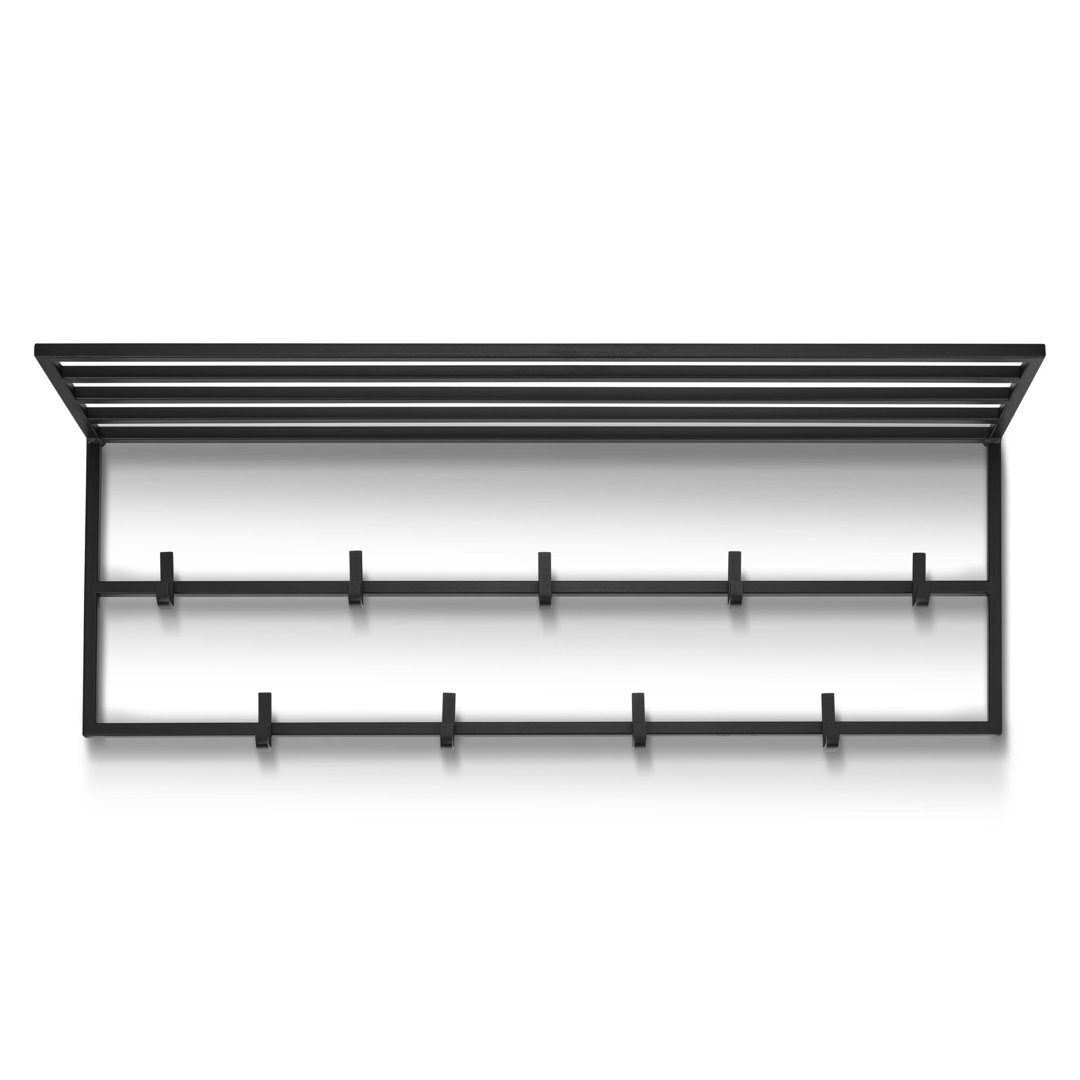 Laythen 9 - Hook Wall Mounted Coat Rack with Storage in Black