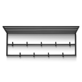 Laythen 9 - Hook Wall Mounted Coat Rack with Storage in Black