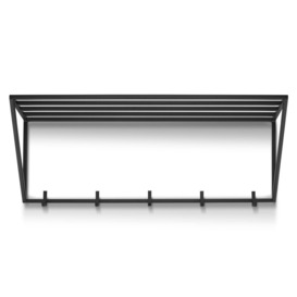 Letica 5 - Hook Wall Mounted Coat Rack with Storage in Black