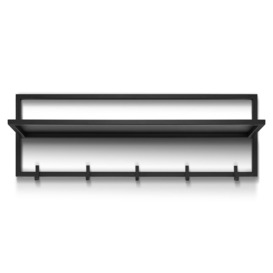 Leonce 5 - Hook Wall Mounted Coat Rack with Storage in Black