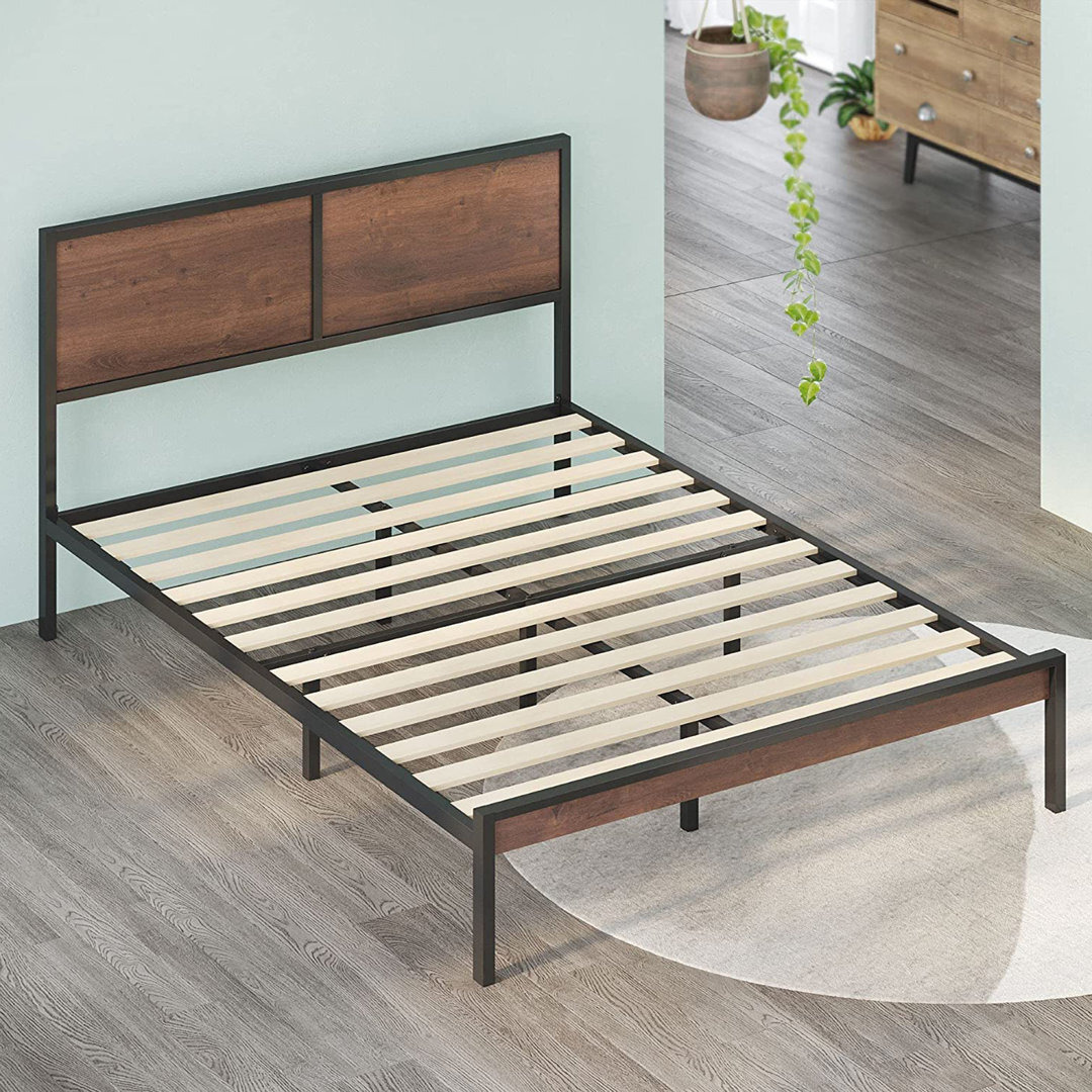 Metal And Wood Platform Bed Frame