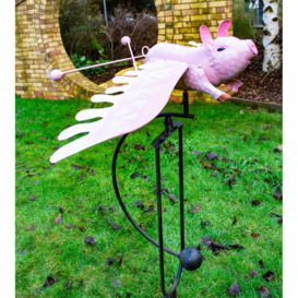 Esma Flying Pig Metal Wind Rocker Spinner Rocking Balancing Garden