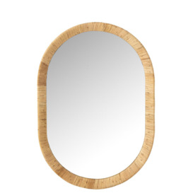 Figaro Oval Wood Framed Leaning Cheval Mirror in Natural