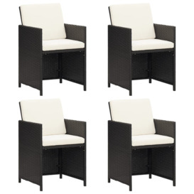 Garden Dining Chairs With Cushions 4 Pcs Black Poly Rattan