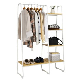 Metal Garment Rack Free Standing Closet Storage Organizer With Shelves