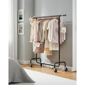 Clothes Rack On Wheels, Heavy-Duty Clothes Rail, With Extendable Hanging Rail, 136 Kg Load Capacity, Clothing Rail For Hanging Clothes, All-Metal, Chr