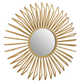 Munsley Sunburst Metal Framed Wall Mounted Accent Mirror in Gold