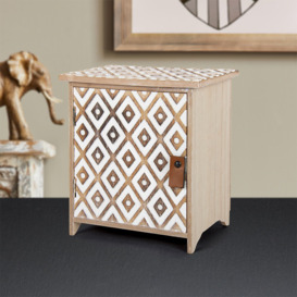 Hazen 22 cm x 20 cm Wood Carved Wooden Egg Cabinet Decorative Box Tile in Brown and White