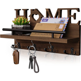 Key Holder for Wall with Home Decoration, Key Hanger with 7 Sturdy Key Hooks and Mail Holder Design