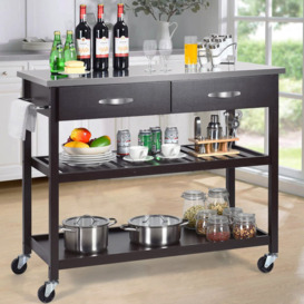 Adeleigh 116 Cm Solid Wood Kitchen Trolley with Stainless Steel