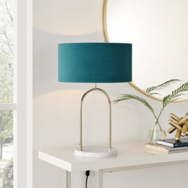 Angelien Minimimalist Arch Table Lamp - Marble, Metal, Velvet Modern Deco Design