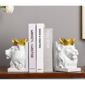 King Lion with Golden Crowns Bookends