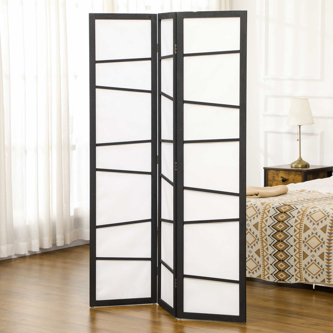 Aafiyah 120cm W x 170cm H 3 - Panel Solid Wood Folding Room Divider