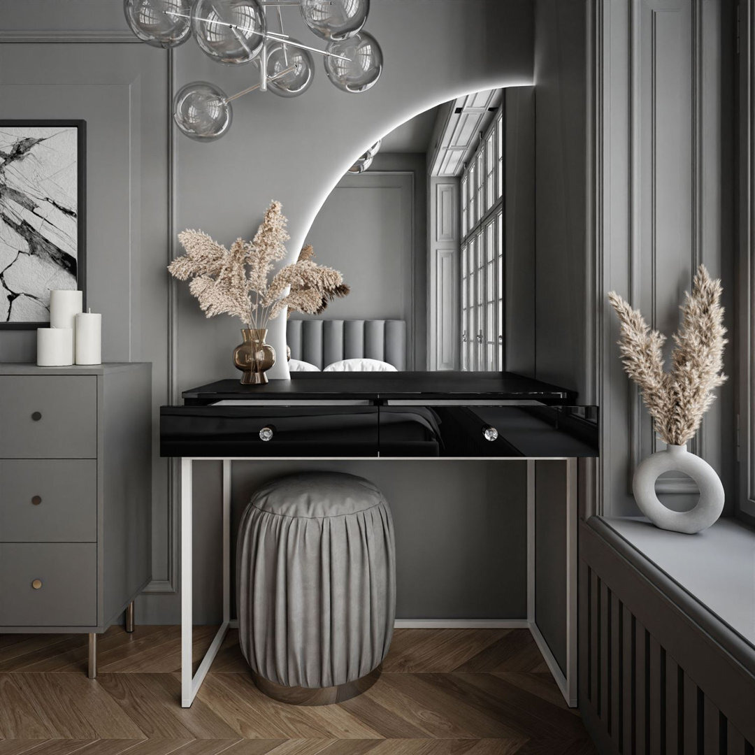 Mink Contemporary Dressing Table with Mirror - Andrew Martin | OROA