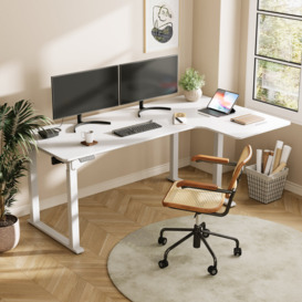 Electric Height Adjustable Standing Desk with Corner Computer Desk Writing Desk