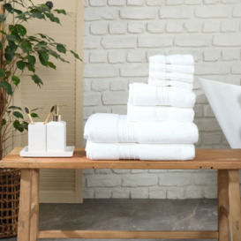 Karaca Home 100% Turkish Cotton Towel Set, 8 Piece, White