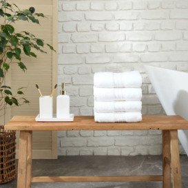 Karaca Home 100% Turkish Cotton Hand Towel Set, 4 Piece, 50cm x 90cm, White