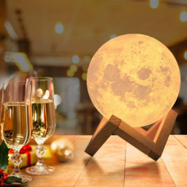 Canonero 3D Moon with Elegant Wooden Stand Night Light
