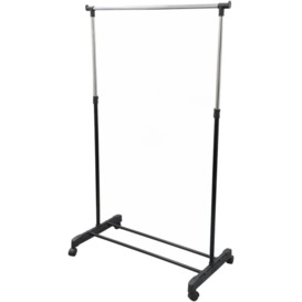 "83"" Adjustable Rolling Clothes Rack Garments Rail Stand with Wheels & Lower Storage Shelf"