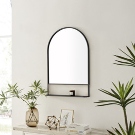 Adilena Arch Metal Frame Hallway Mirror with Storage Shelf - Bedroom Hollywood Mirror