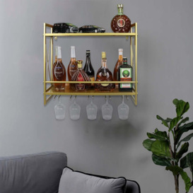 Ameina Wall Mounted Wine Bottle & Glass Rack