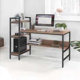 Addysen 136cm Wide Writing Desk With Steel Frame & 4 Shelves Industrial Home Office Furniture