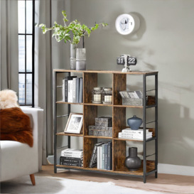 Alfonse 30cm H x 100cm W Cube Bookcase Shelves Industrial Rustic Brown Furniture