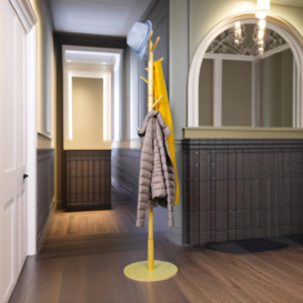 Crumrine Wooden 8 - Hook Coat Stand Entryway Hallway Furniture Hat Stand