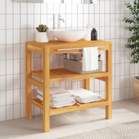 Solid Wood Bathroom Vanity Cabinet With 2 Shelves - Functional And Elegant, Dimensions: 74X45x75 Cm