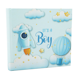 Its A Boy Blue Photo Album With Clouds Gold Stars Hot Air Balloon And Spaceship By Isabelle & Max
