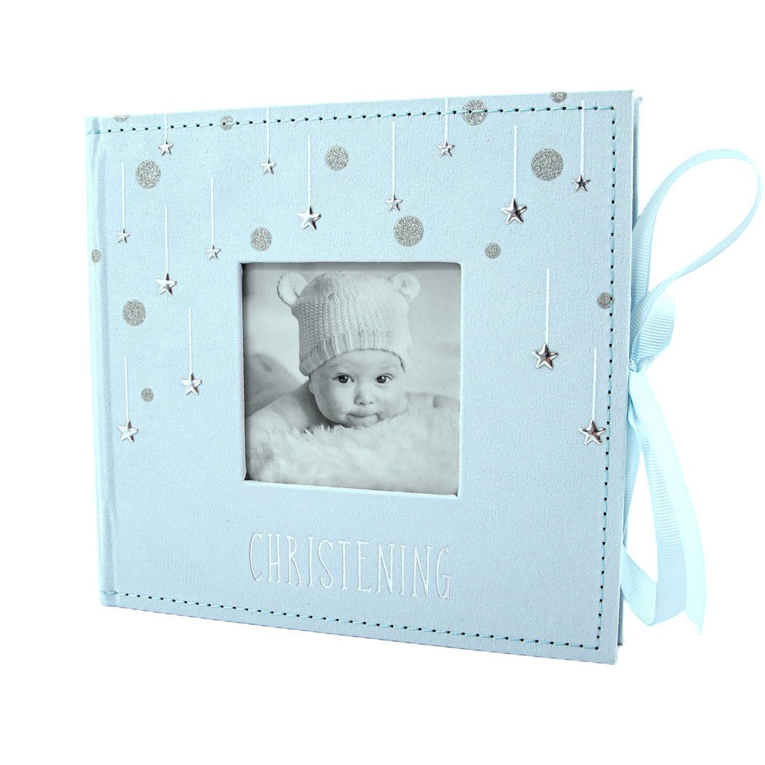Suede Photo Album With Silver Stars And Ribbon By Isabelle & Max