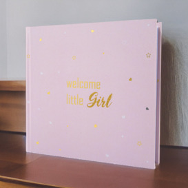 Welcome Little Girl Soft Pastel Pink Photo Album For Baby Shower Or Christening By Isabelle & Max