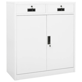 White Steel Office Cabinet - Durable And Functional Storage Solution, Dimensions: 90X40x102 Cm