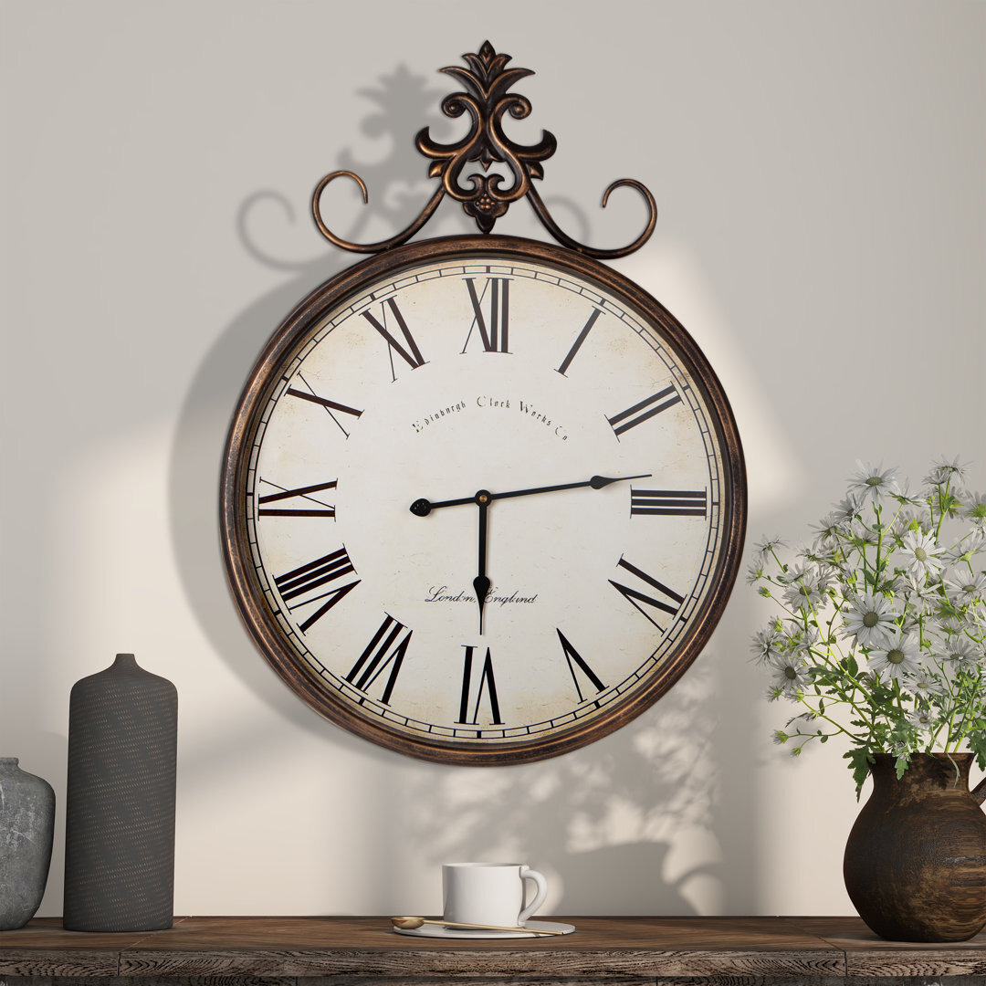 Antique Oversized Roman Numeral Round Metal Wall Clock 51*7.8*78cm