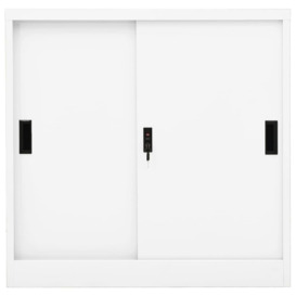 White Steel Office Cabinet With Sliding Door - 90X40x90 Cm - Modern Storage Solution