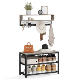 Aalke Steel Hall Tree with Bench and Shoe Storage