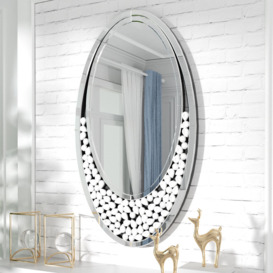 Iva Oval Framed Wall Mounted Accent Mirror in Silver